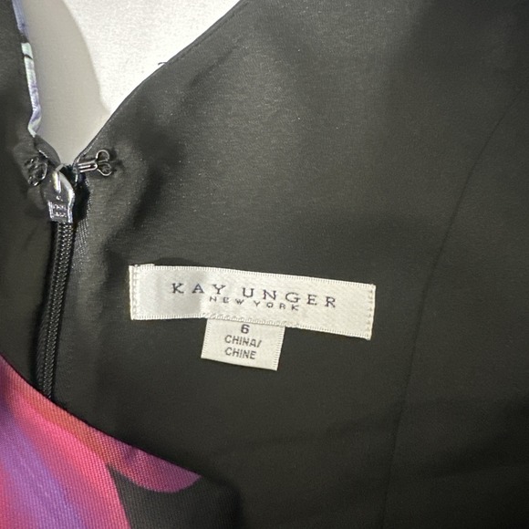 NEW $338 Kay‎ Unger [ SZ 6 ] Helene Peony Bouquet Column Gown Black Raven S2052 - Picture 6 of 14